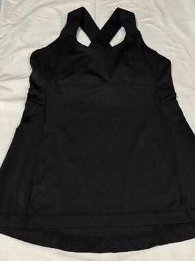 Lululemon Swift Tank Cross Back Mesh Running Top Black Size 6 EUC